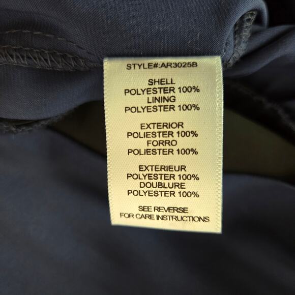 Aryn K Pack a Plunge Jumpsuit M Navy Ink Blue Silky Sheer Back Surplice Bodice - Picture 10 of 16